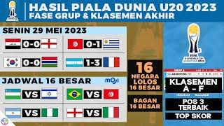 Hasil Piala Dunia U20 2023 & Klasemen Akhir  Bagan Lolos Jadwal 16 Besar World Cup U20 2023