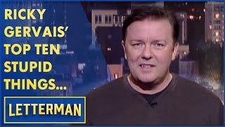 Ricky Gervais Top Ten Stupid Things Americans Say To Brits  Letterman