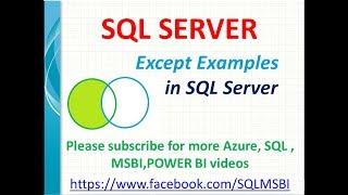 Except in SQL Server  sql except examples  sql tutorials