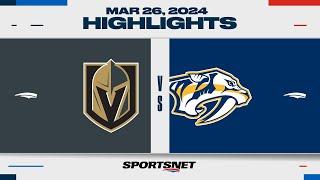 NHL Highlights  Golden Knights vs. Predators - March 26 2024