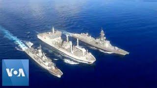 Indian American Japanese Warships Participate in Naval Exercises