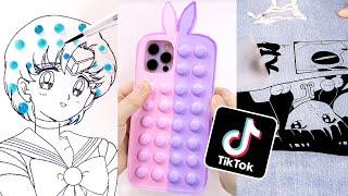 I try TIK TOK ART HACKS compilation  DIY POP IT cricut anime jeans and more