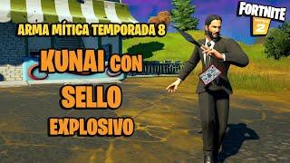 Fortnite Temporada 8 nueva arma mítica Kunai con Sello Explosivo