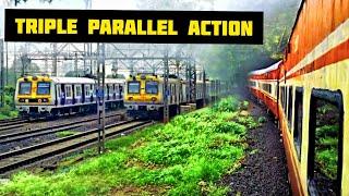 Darshan Express overtaken parallely by two CR local trains • Mumbai suburban