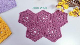 How to crochet a Granny Hexagon and how to join them  beginners friendly 