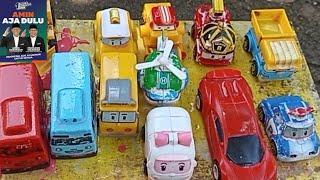mencari dan menemukan mainan robot car poli mobil balap bis tayo bus oleng