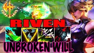 WILD RIFT RIVEN TOP GAMEPLAY  UNBROKEN WILL - RIVEN BUILD RUNES