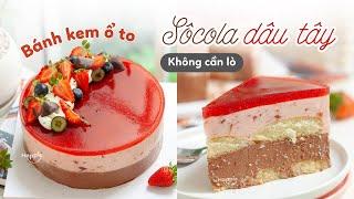 BÁNH SOCOLA DÂU TÂY - Bánh ổ to đãi tiệc không cần lò  Chocolate Strawberry Cake