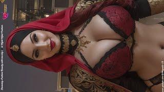 Stunning Arabian Beauty with two big t︎ts Night Hijab Fashion Magnetic Ai Lookbook in Bahrain Mall