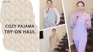 Comfortable Pajama Sets Try on Haul   Ekouaer ft. Rebecca Massey