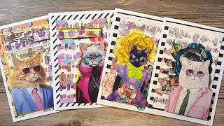 80’s Cat Couples Part two making four mix media cards in realtime