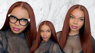 The Perfect Brown For Black Women Reddish Brown Kinky Straight Wig Install