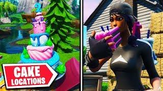 All Birthday Cake Locations on Fortnite Fortnite 2nd Birthday Challenges