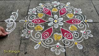 Ganesh Chaturthi Special Rangoli  7x4 dots Vinayaka Chavithi Muggulu  Side Border muggulu