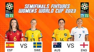 SEMIFINAL FIXTURES WOMENS WORLD CUP 2023 • SPAIN VS SWEDEN  AUSTRALIA VS ENGLAND