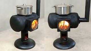 The idea of ​​making a wood stove from an old water heater is great