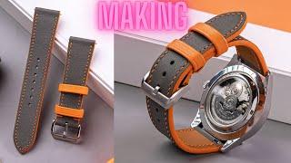 Hand making a swift leather strap DIY ASMR