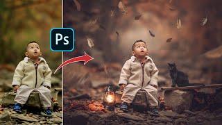 Outdoor Child Photo Editing Autumn Color Effect  Photoshop cc Tutorial