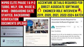 WIPRO BACKGROUND VERIFICATION TRAINING ONBOARDING MAIL ACCENTURE ASE DIRECT INTERVIEW SURVEY MAIL
