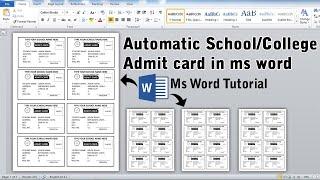 Automatic SchoolCollege Admit Card Create in Microsoft Office word  Ms Word Tutorial