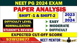 NEET PG 2024 Exam Paper Analysis ll Students review ll Moderate level Normalisation #neetpg2024