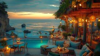 Seaside Cafe Ambience with Relaxing Jazz Instrumental Music  Perfect to Relax Study and Work