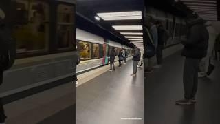 Paris RER Train B arriving at Châtelet Les Halles Station destination Charles De Gaulle CDG Airport