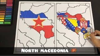 Former Yugoslavia Flag Map Drawing