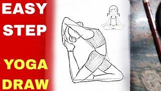 How to draw Yoga Girl drawing  Yoga day drawing