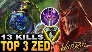 WILD RIFT TOP 3 ZED GAMEPLAY - 13 KILLS