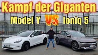 Tesla Model Y vs. Hyundai Ioniq 5 - Vergleich Verbrauch Reichweite Laden Ladeplanung