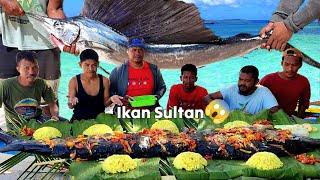 BIG MARLIN FISH RECIPE  GIANT MARLINSAILFISH COOKING and EATING in the beach