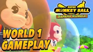 Super Monkey Ball Banana Rumble - Opening + World 1 Gameplay