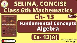 Class 6th ICSE  Selina Math  Ch-13 Fundamental concepts of Algebra Ex 13 A
