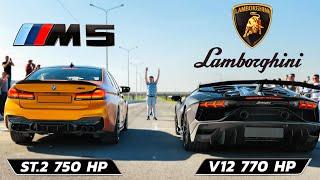 BMW M5 vs AVENTADOR SVJ vs AMG GT 63s vs AUDI R8 V10+ RS6 vs Mercedes E63s vs M5 Competition v Tesla