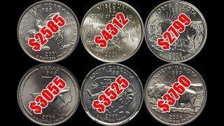 TOP 10 Most Valuable US State Quarters - High Grade Examples Sell for BIG Money