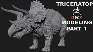 MODELING TRICERATOPS DINOSAUR TUTORIAL IN ZBRUSH 4R7 - PART 1