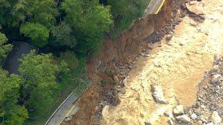 North Carolina Sky 4 video of Tropical Storm Helene damage Chimney Rock