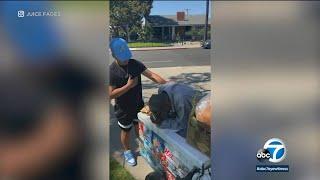 Video SoCal barber brings street vendor to tears with surprise haircut and a $100 gift l ABC7