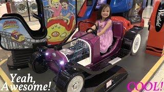 Indoor Amusement Arcade Kiddie Car Ride w Maya and Marxlen - Summer 2015