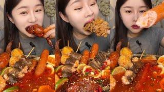 ASMR MUKBANG 2 Porsi Besar Masakan Korea Yummy Pedas Gila Makecoh