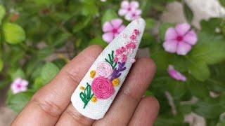 Hand embroidered hair clips hand embroidered hair clip tutorial  hair clip embroidery