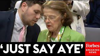 VIRAL MOMENT Dianne Feinstein Appears Confused In Hearing Reminded  To Just Say Aye During Vote