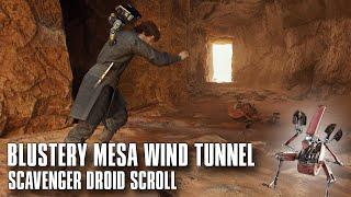 How to get Blustery Mesas wind tunnel Jedha Scroll from Scavenger Droid - Jedi Survivor Guide