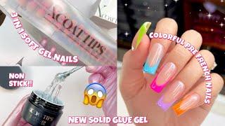 TRYING VIRAL BTARTBOX NEW COLORFUL PRE FRENCH XCOAT SOFT GEL NAIL TIPS & NON STICK SOLID GLUE GEL