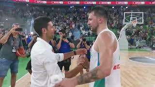 Luka Doncic and Novak Djokovic chopping it up after the game  via @kzs_siTwitter