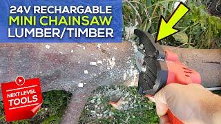 Cordless Mini Chainsaw Review - Worth the money? Can it Cut Timber  Studs & Lumber?