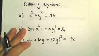 Implicit Differentiation for Calculus - More Examples  #1