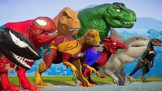 ALL SuperHero Dinosaurs Battle in Jurassic World Dinosaur Pro 8 SuperHero Team