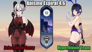 New Spiral Abyss 4.6 - Novo Abismo Espiral  Arlecchino C1 Carry & Hyperbloom Team  Genshin Impact